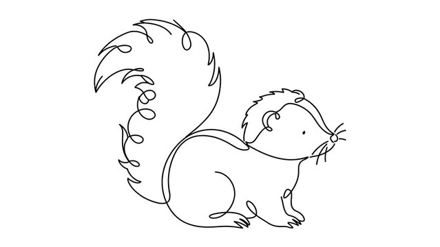 Squirrel white background simple line drawing.