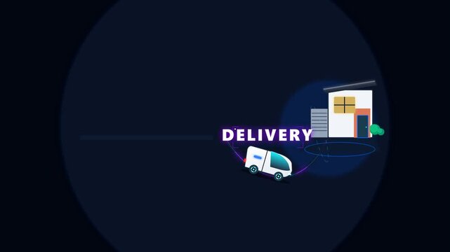 Conceptual illustration of fast delivery services and logistics operations for data centers and industrial warehouses