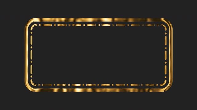 Glossy gold rounded title border frame on transparent background