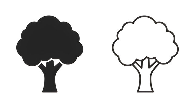 Simple black and white tree icon pair