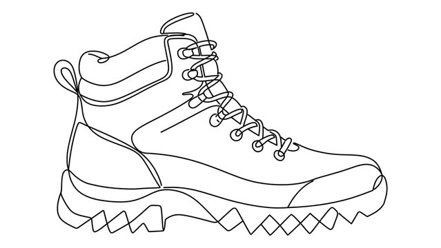 Hiking boot illustration white background.