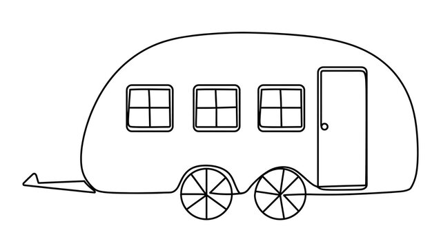Vintage camper trailer on white background white background.