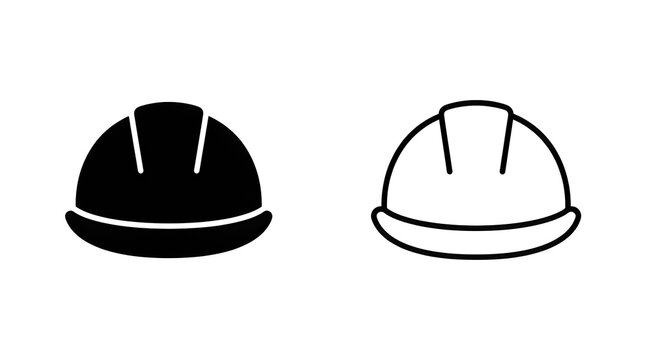 Black and white hard hat icon pair