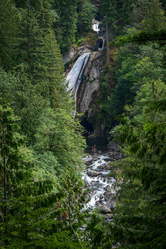 Cascade Falls Waterfall in Moran State Park on Orcas Island, Washington