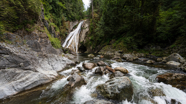 Cascade Falls and Mountain Stream in Moran State Park, Orcas Island