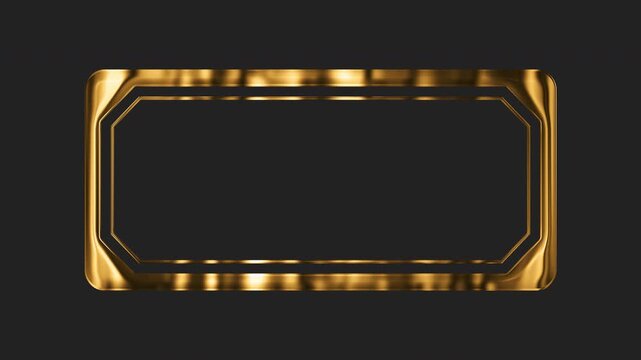 Premium gold frame animation featuring glossy reflections with 4K alpha channel, elegant border for titles, branding, awards, and celebrations