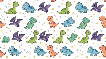 Cute Kawaii Dinosaur Pattern © Maliya