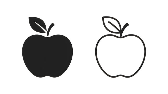 Simple black and white apple icon illustration