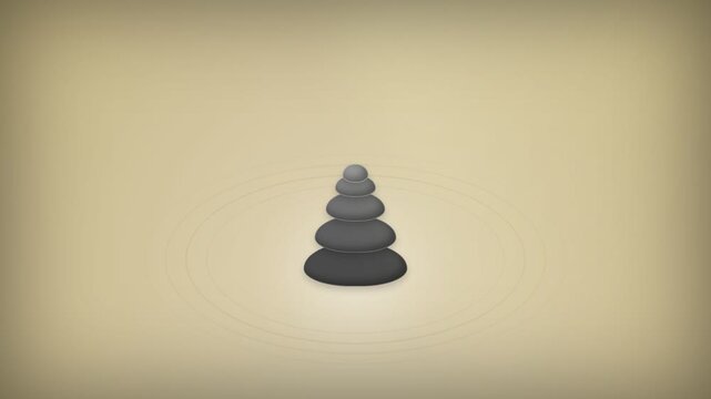 Minimalist animation of balanced zen stones stacking in harmony for meditation and wellness background concepts.