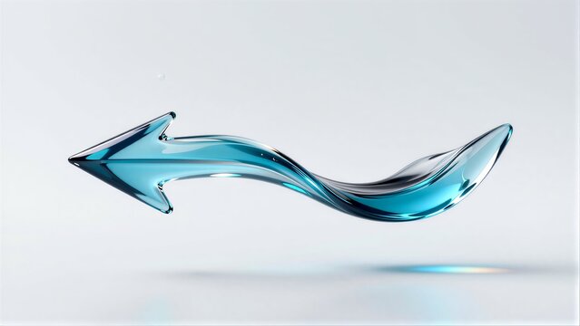 Blue water arrow splashes dynamically against a stark white background.