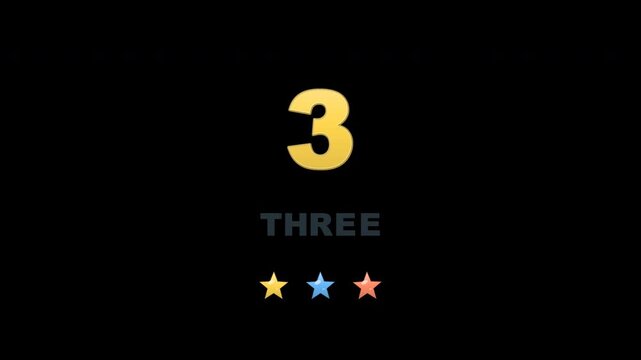Playful educational number learning animation for kindergarten and preschool children, showing numbers 1 to 10 with corresponding English words and visual counting objects. Designed for early childhoo