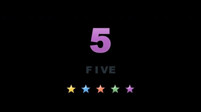 Playful educational number learning animation for kindergarten and preschool children, showing numbers 1 to 10 with corresponding English words and visual counting objects. Designed for early childhoo