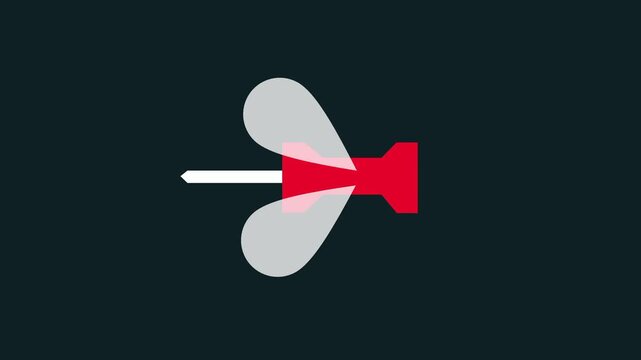 Illustration of a red and white dart flying sideways through the open air with a visible motion trail and a pointed tip facing forward direction shown