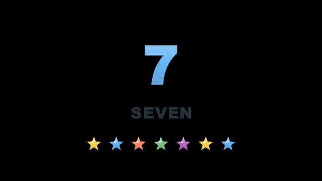 Playful educational number learning animation for kindergarten and preschool children, showing numbers 1 to 10 with corresponding English words and visual counting objects. Designed for early childhoo