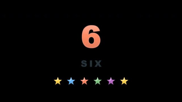Playful educational number learning animation for kindergarten and preschool children, showing numbers 1 to 10 with corresponding English words and visual counting objects. Designed for early childhoo