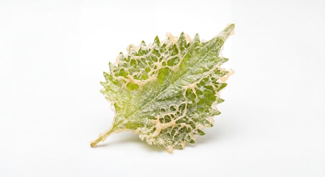 A single shiso leaf coated in a light and crispy tempura batter isolated on a white background.