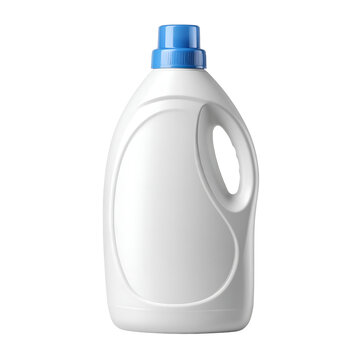 Blank white liquid laundry detergent bottle mockup with blue cap