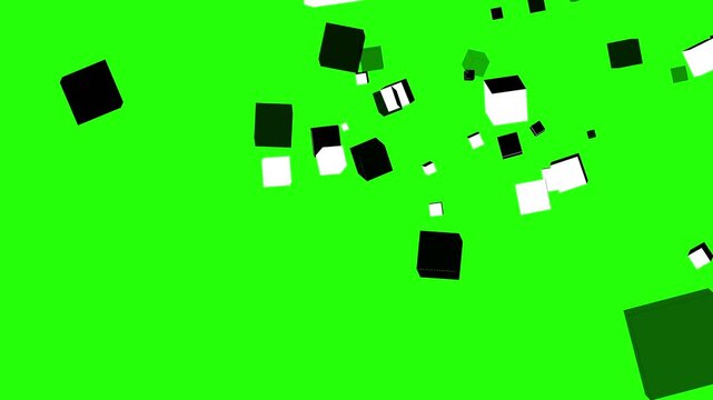Digital abstract composition of floating black and white cubes, suitable for modern designs, tech concepts, and artistic backgrounds.