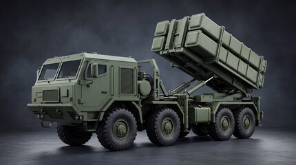 Obraz premium Large mobile surface to air missile launcher in studio