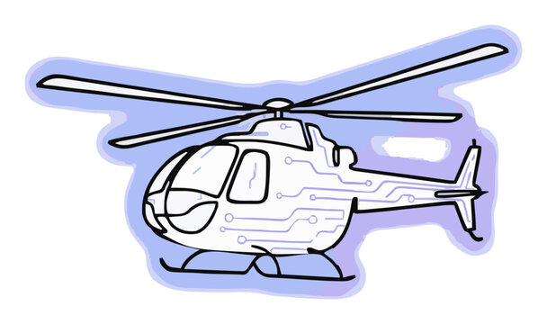 Rescue helicopter continuous line art icon isolated .... Generative AI