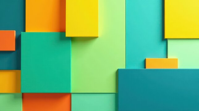 Abstract Colorful Blocks Geometric Design with Vivid Hues and Saturated Tones