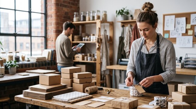 Young Entrepreneur Preparing Handmade Products for Online Orders