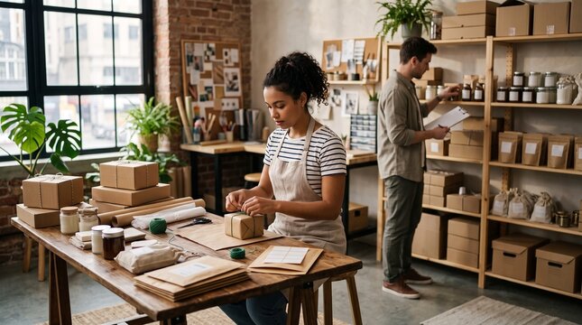 Young Entrepreneur Preparing Handmade Products for Online Orders