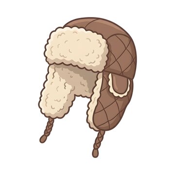 Warm brown trapper hat with fluffy ear flaps and braided ties cozy winter headwear.