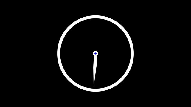Minimalist Analog Clock Motion Graphics Loop with Fast Moving Hands on Black Background