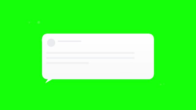 Social media chat bubble notification pop up animation on green screen background.