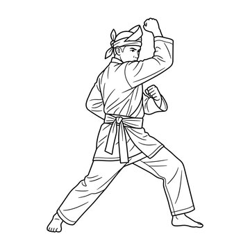 Pencak silat martial artist performing traditional combat stance