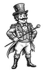 Obraz premium Retro circus ringmaster cartoon