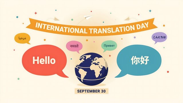 International translation day greeting illustration