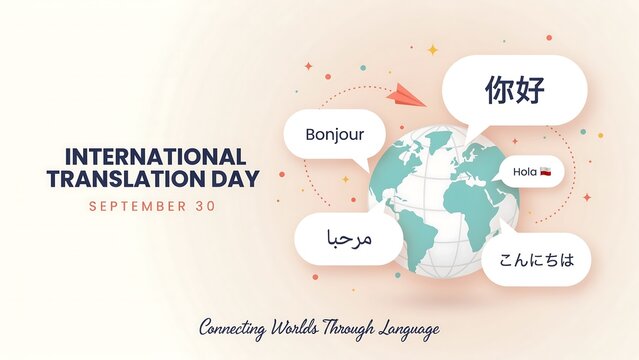 International translation day colorful world map illustration