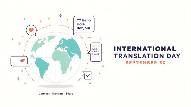 International translation day illustration with speech bubbles