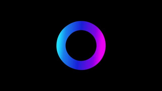 Abstract 3D blue and pink gradient loop morphing into a circle on a black background motion graphics animation