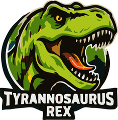 Obraz premium Tyrannosaurus Rex T-Rex Dinosaur Mascot Badge Logo Illustration