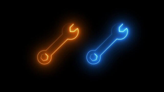 eon wrench spanner tool icons outline for mechanical repair hardware and maintenance service concept video.