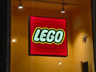 Obraz premium Shanghai,China-Dec.13th 2025: LEGO brand logo shop sign 