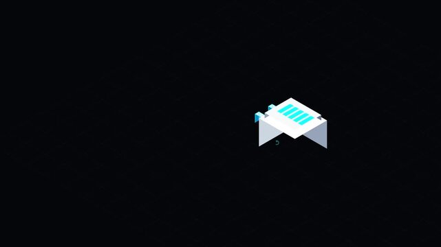 Isometric Cyber Security Server Node with Blue Data Pulse and Radar Rings