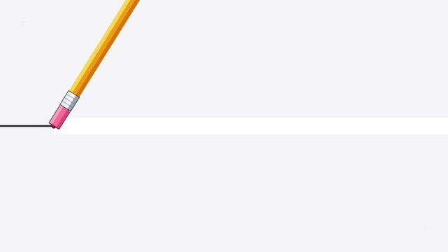 Pencil Eraser Removing A Black Line On A Clean White Background