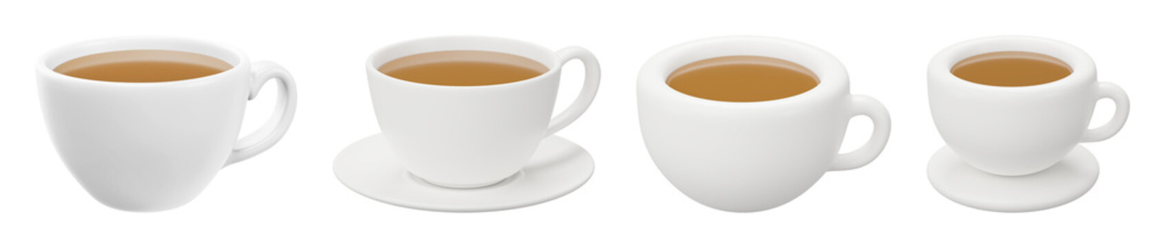 PNG Assorted white ceramic cups on transparent background