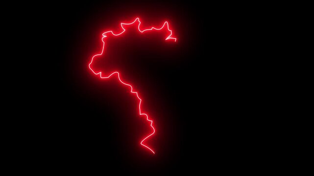 glowing blue neon brazil map icon outline for country geography national border and travel concept on black background