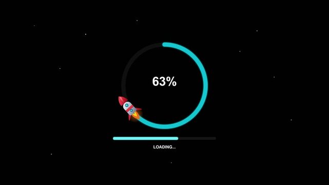 animated loading bar featuring a circular progress ring with increasing percentage numbers and a traditional red lantern moving along the track against a dark background with floating particles.