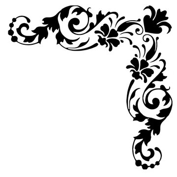 Rich Floral Filigree Swirl Corner Ornament Vector Illustration for Luxury Vintage Border
