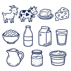 Obraz premium dairy-products-icon-set.eps