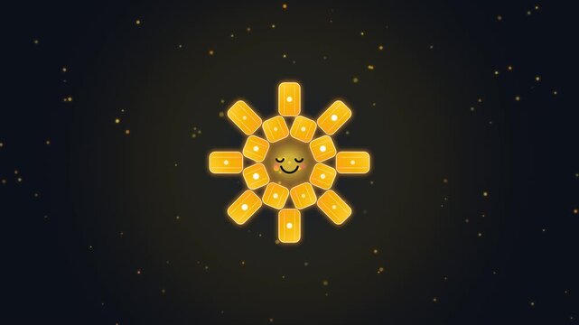Cute Sun Character Formation Animation: From Cubes to Radiant Star