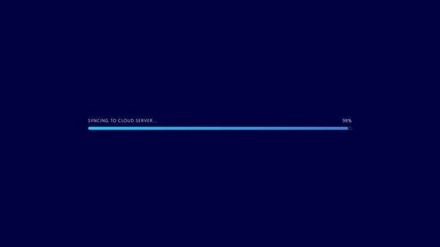 Seamless loop 3D glassmorphism syncing to cloud server loading progress bar animation