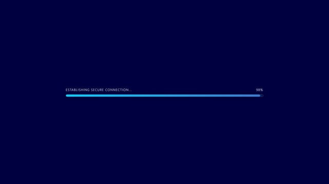 Seamless loop 3D glassmorphism establishing secure connection loading progress bar animation
