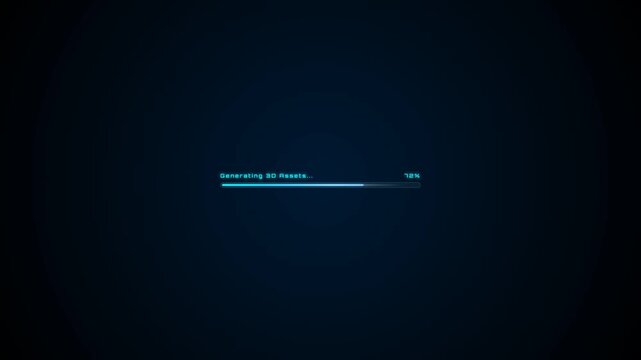Seamless loop 3D glassmorphism generating 3D assets loading progress bar animation